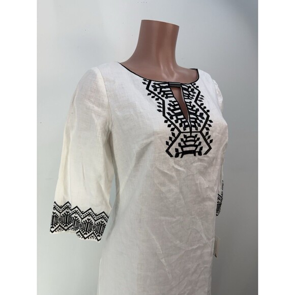 NEW SHELL LINEN DONNA MORGAN Women's Sheath Dress with Embroidery - Picture 7 of 16